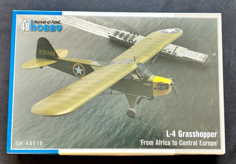 Special Hobby 1/48 L-4 Grasshopper model kit box with aircraft artwork