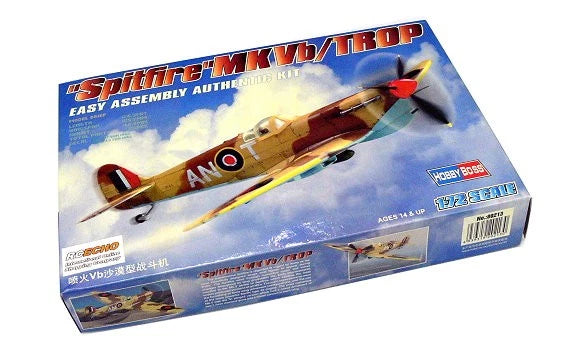 HOBBYBOSS 1/72 Spitfire Mk Vb/Trop scale model kit in retail box with aircraft art