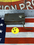 Pre-owned RC fuel tank with metal outlet tube and worn finish, rectangular housing
