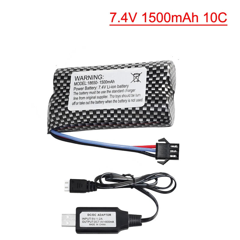 1¡Á 7.4V 1500mAh battery with charger for DE43 DE60 RC Racing Car 1575 Dump Truck Battery