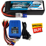 NHX Muscle Pack 4S 14.8V 8000mAh 100C Lipo Battery w/ EC3 / EZ6 Charger Battery