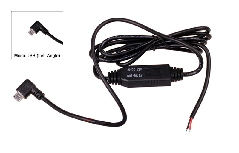 3M DC 12V (8-22V) to 5V 3A Left Angled 90 Degree Micro USB Power Converter Cable