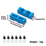 Blue aluminum alloy RC servo mount set with two blocks, screws and washers, 10g