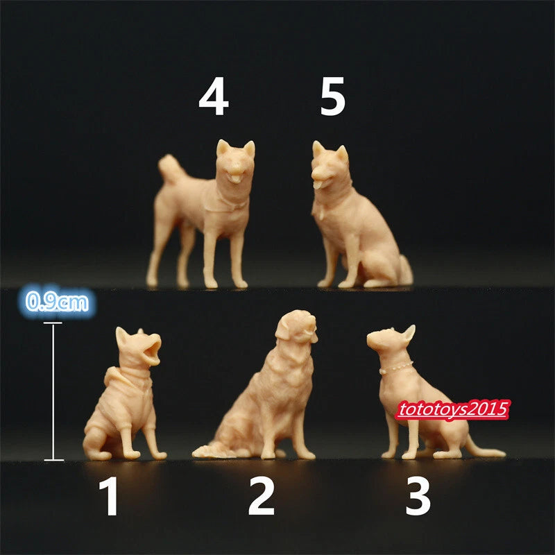 5pc 1/87 Dog Animal Scene Prop Miniatures Figures Doll For Cars Vehicles Model