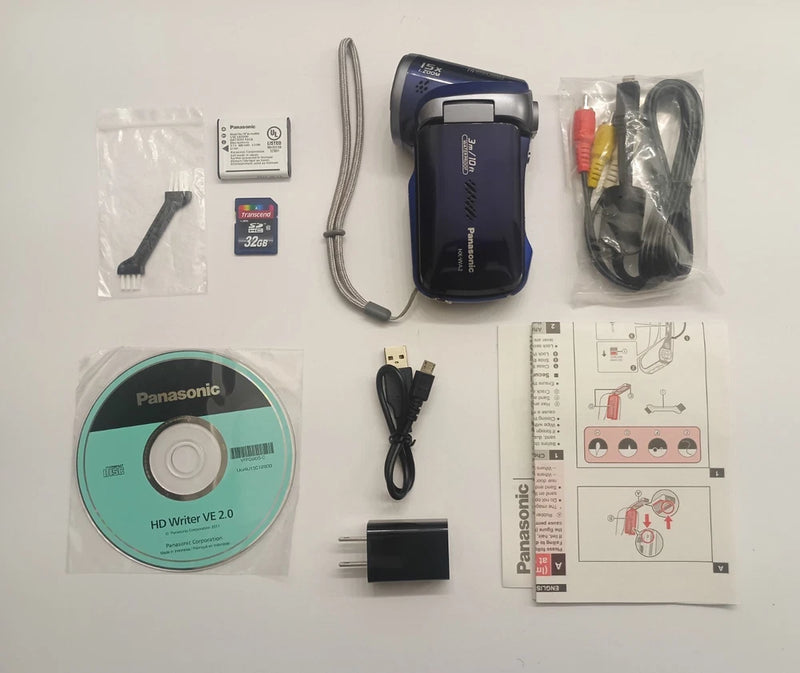 Panasonic HX-WA2 Camcorder Blue BUNDLE! [32GB memory, battery, charger, cables]