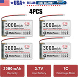 4PCS 3.7V 3000mAh 3C Lipo Battery Micro JST 1.25 Plug for Arduino Nodemcu ESP32
