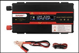 Car power inverter with LCD display, black/red case, DC cables and clamps, XUYUAN
