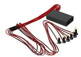 Indoor LED model lighting kit with black battery pack, red wires, and LED lights