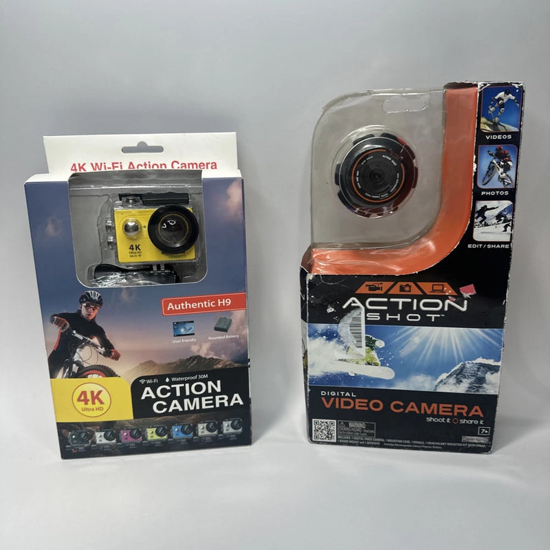 4K Wi-Fi Action Camera ?C Waterproof, Wireless,  & 1080HD Action Camera Lot of 2