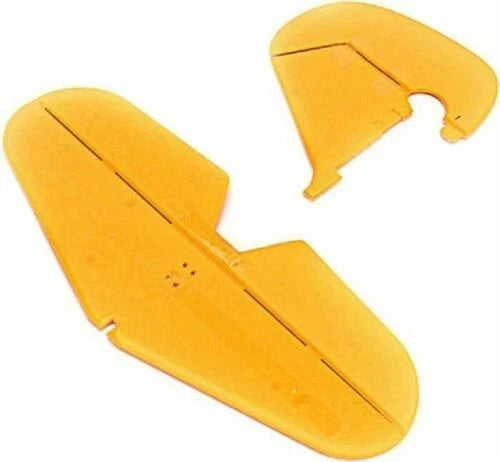RC airplane replacement tail set in yellow plastic fins and rudder