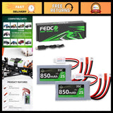 7.4V 2S 850mAh LiPo battery with green charger kit and red plug cables