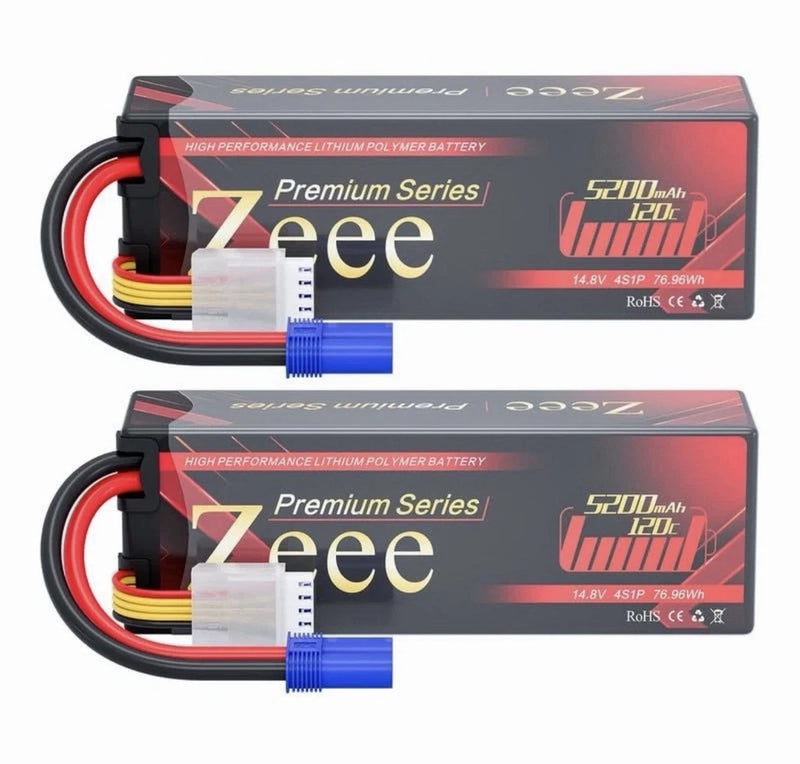 2X Zeee Series 4S Lipo Battery 5200mAh LCG Hard Case Battery Height 37mm 14.8V