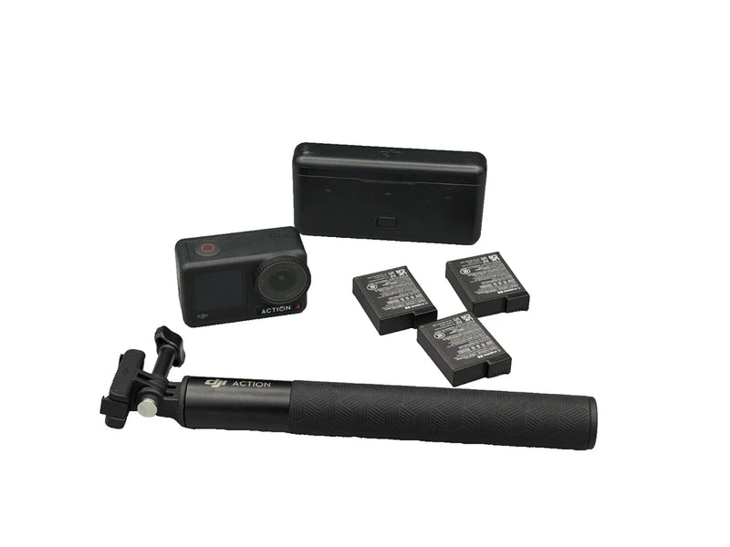 DJI Osmo Action 4 - 3x Batteries, Battery Charger, Selfie-stick