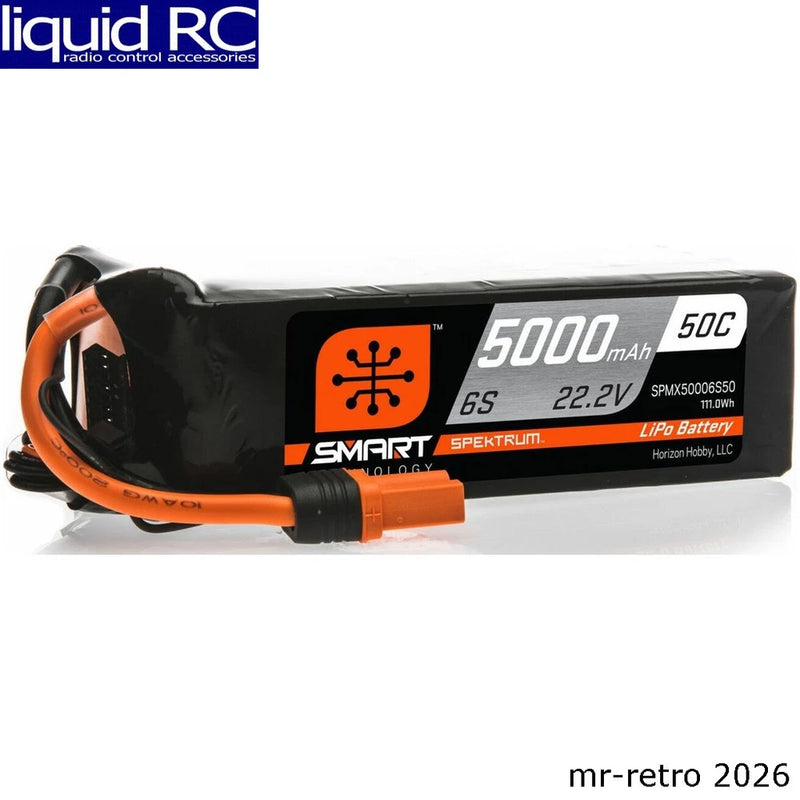 Spektrum X50006S50 5000mAh 6S 22.2V 50C Smart LiPo Battery; IC5