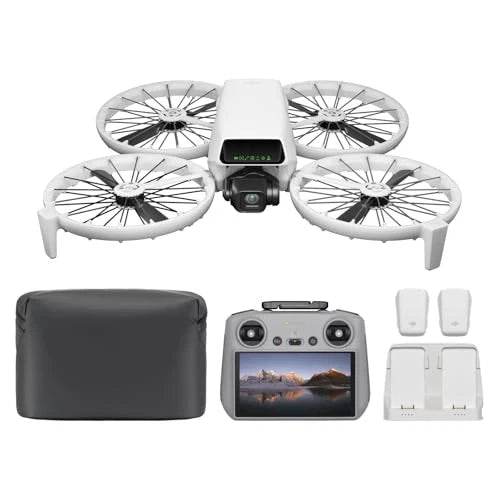 Foldable drone kit with 4K camera, remote controller screen, extra batteries and case