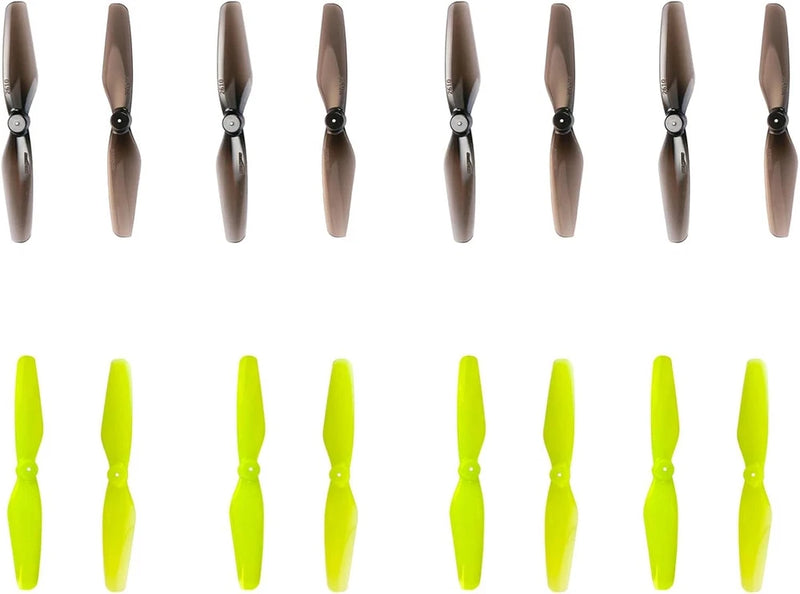 RC drone propellers, 2-blade set with 1mm single hole; black and neon green.