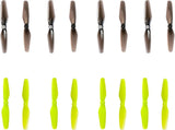 RC drone propellers, 2-blade set with 1mm single hole; black and neon green.