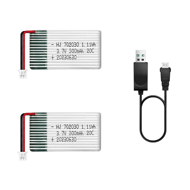 HAWK'S WORK 2 Pcs 3.7V Lipo Battery, 300 mAh Rechargeable Lithium Polymer Batter Battery