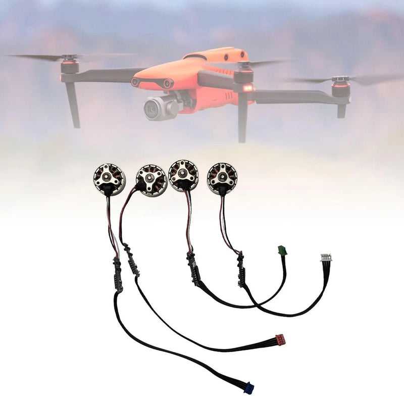 4 brushless RC motors with mounting plates and wiring harness