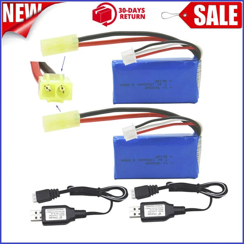 7.4V 1200mAh Lipo Battery for 1/18 Scale 9310 9301E 9302E 9303E 9305E RC Trucks