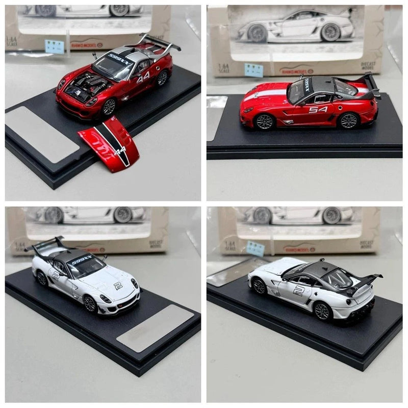 1:64 Rhino Model 599XX Racing Sports Model Diecast Metal Car with Openable Hood