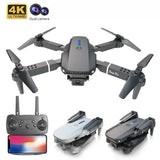 Mini quadcopter drone with 4K dual cameras, front camera, and handheld remote controller