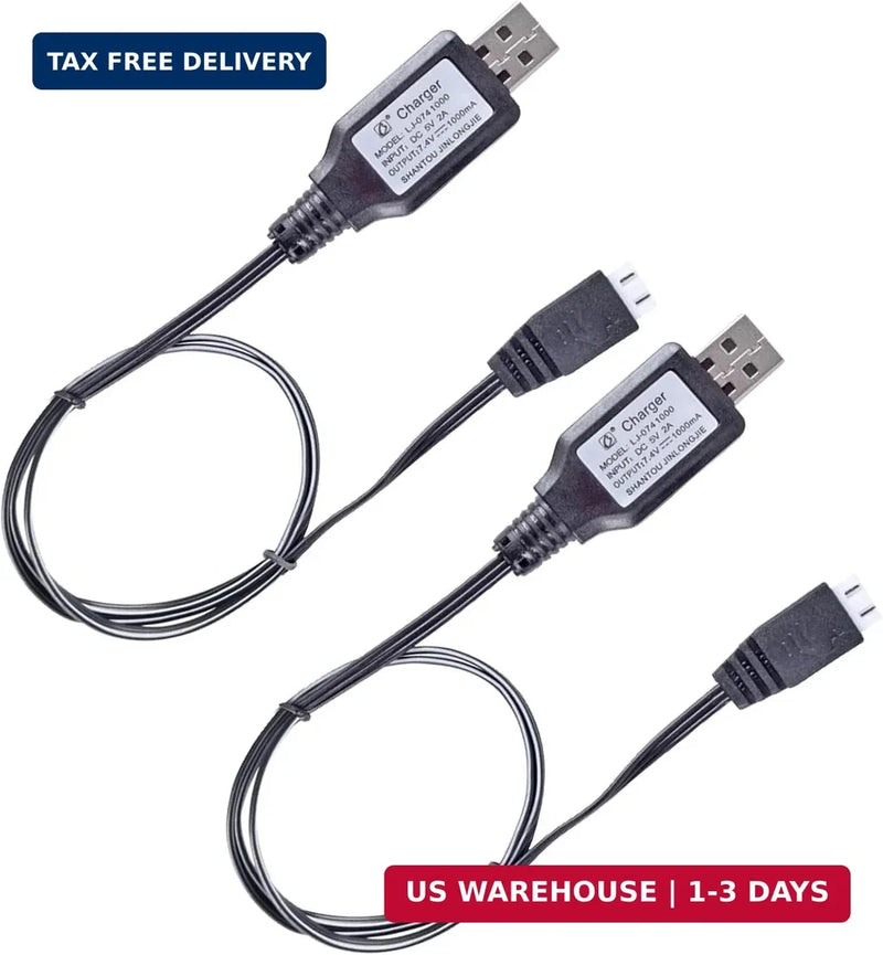 7.4V XH-3P USB Charger Cable Compatible with SCX10,Hosim Q903 Q905 SCX24 RC Car, Battery