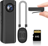 Mini Body Camera 64GB, 4K 30FPS Action POV Camcorder, Wearable Body Worn Cam wit