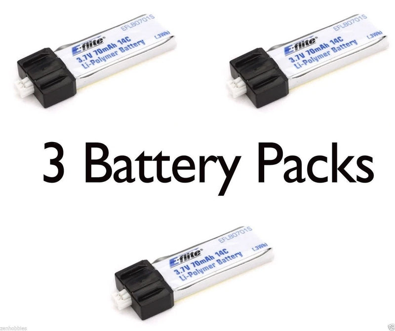 E-Flite 3 pc Blade Scout CX 14C 70mAh 1S 3.7V LiPo Battery #EFLB0701S