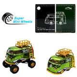 HY Model 1:64 1960 VW T1 Bus Chrome Green Shark Diecast Car