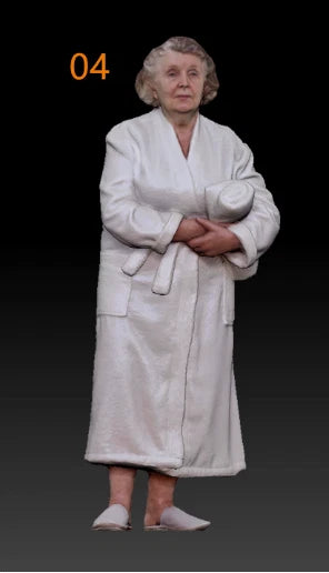 1/18 1/24 1/43 1/64 1/87 Miniatures Bathrobe Old Lady Scene Prop Figure For Cars