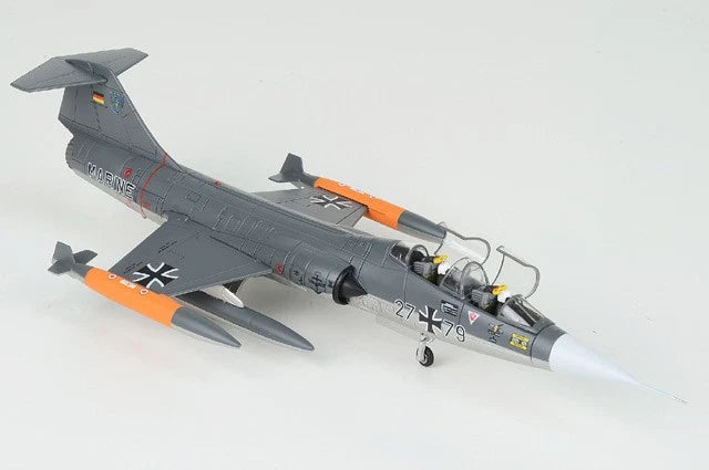 Hobby Master 1/72 TF-104G Starfighter model jet with gray fuselage and orange markings