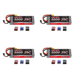 Venom 25C 2S 5000mAh 7.4V Hard Case LiPo Battery with UNI Plug System x4 Packs Battery