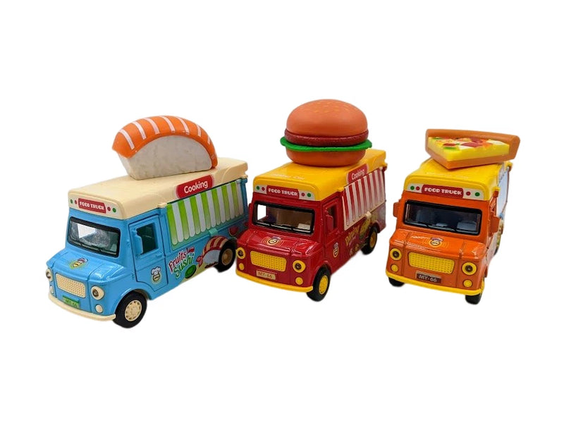 Food Truck Sushi Pizza Burger Music Light Metal Diecast Car Model Gift Toy Pick