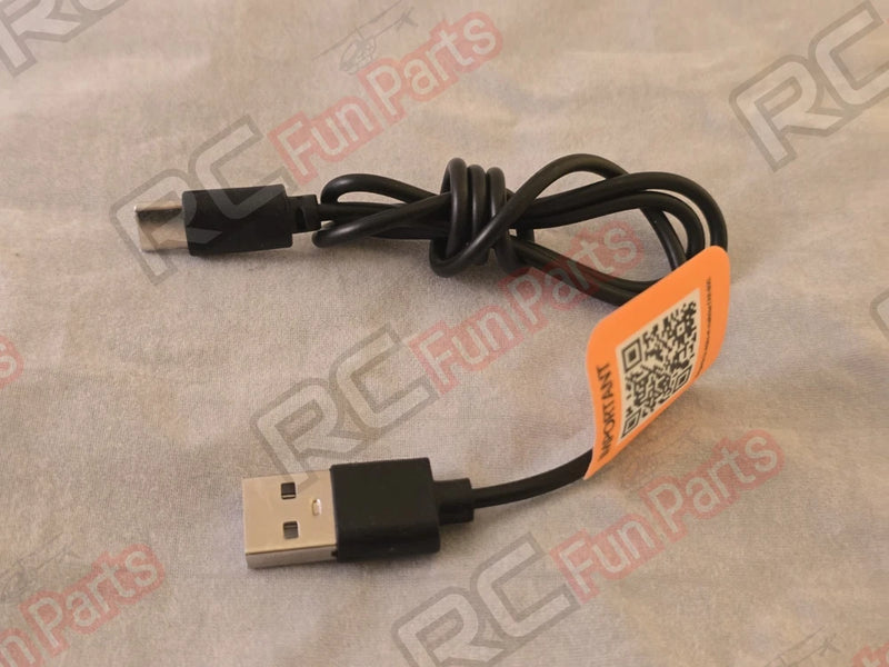 Black USB-A to controller charging cable with molded connectors