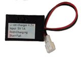 Li-ion battery charger module with 4.2V label and white PH2.0-style connector lead