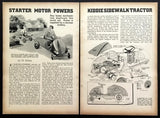 1937 sidewalk tractor build plans booklet with text and machine diagrams, two-page spread