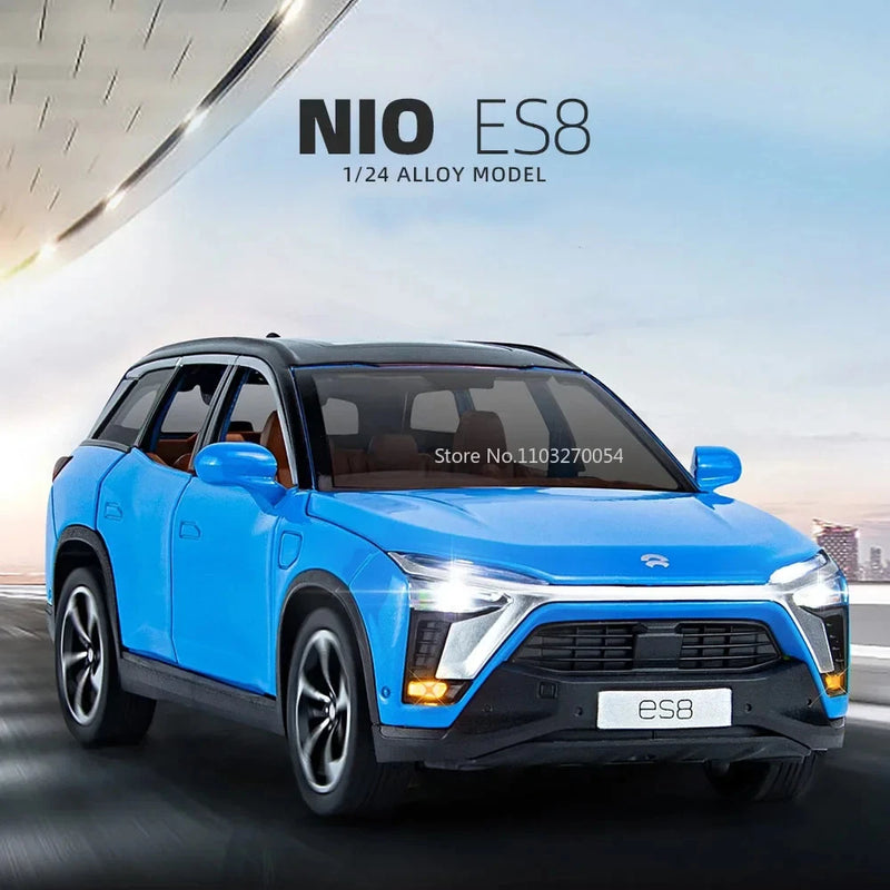 1:24 NIO ES8 L9 Alloy Miniature Toy Car Model Diecast Sound Light Pull Back Door