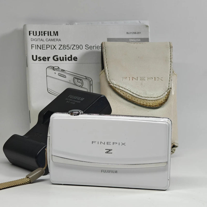 Fujifilm FinePix Z90 14.2MP Digital Camera White Touchscreen + Charger Bundle
