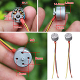 Pair of micro brushless RC motors with metal body and three-wire leads, 14mm size