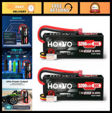 Hoovo 7.4V 5200mAh 80C RC LiPo hard-case batteries, T connector, 2 pack