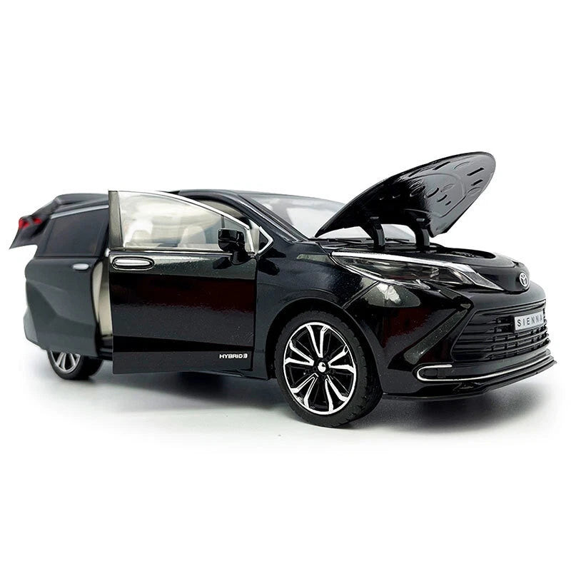 1:24 Sienna Model Car Diecast Toy Vehicle Doors Open Light Sound Kids Toys Black