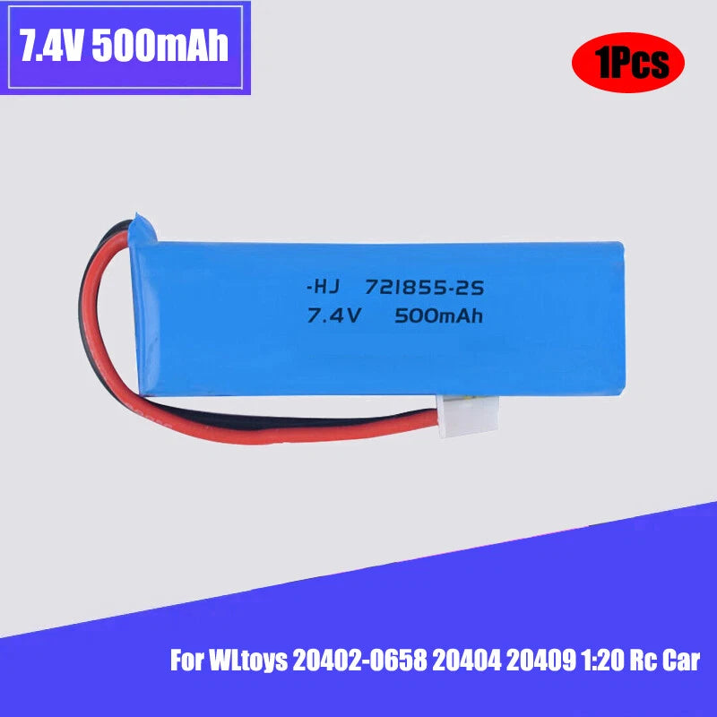 1¡Á 7.4V 500mah Lipo Battery 2s 20C for WLtoys 20402-0658 20404 20409 1:20 Rc Car