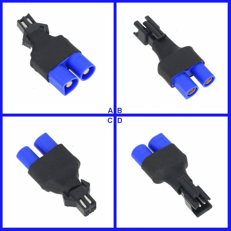EC3 to SM 2P battery adapter, no-wire inline connector, blue and black