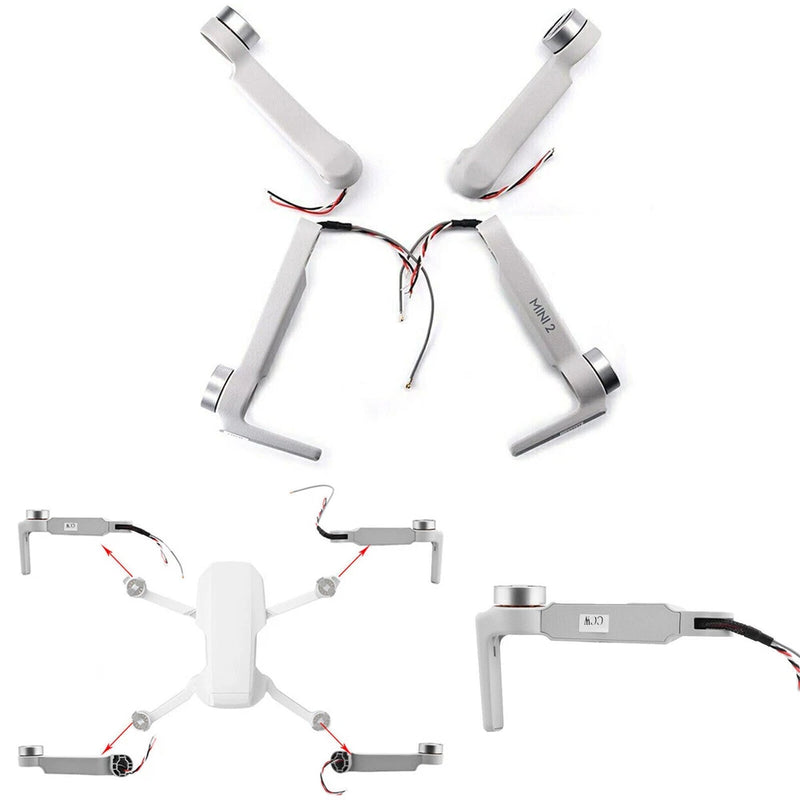 DJI Mavic Mini 2 drone motor arm repair parts, with four prop arms and wiring