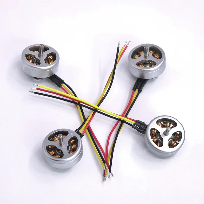 Set of four micro brushless FPV motors with mounting base and multicolor wire leads