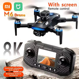 drone with video camera 8k and controller with screen built in