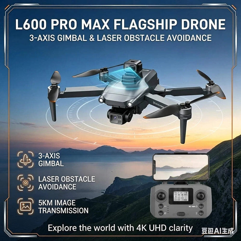Dark gray quadcopter GPS drone with dual camera gimbal