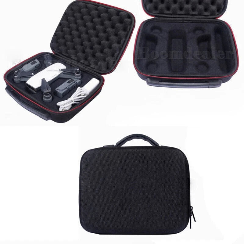 Hard EVA drone accessory carrying case with foam inserts, zip closure, black