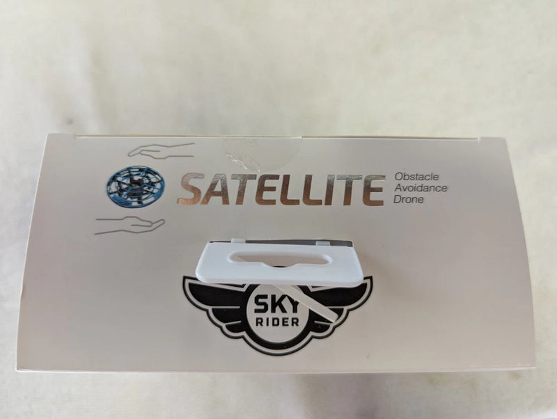 Satellite obstacle avoidance drone box with Sky Rider logo and label